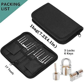 Lock Pick Set with training transparent padlock